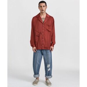 One‎ Teaspoon NEW Red Abstract Dandy Shirt Button Up Long Sleeve Size Medium